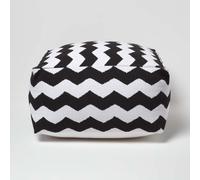 (60 x 60 x 30 cm) Black and White Chevron Style Bean Footstool