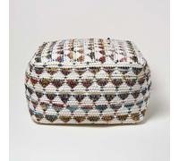 (60 x 60 x 30 cm) Cream Chindi Design Bean Filled Pouffe & Footstool