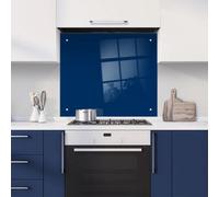 60 X 70Cm Dark Blue Glass Kitchen Splashback Splatter Screen Pre Drilled Holes Wall Hanging Fixings Included