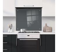 60 X 70Cm Dark Grey Glass Kitchen Splashback Splatter Screen Pre Drilled Holes Wall Hanging Fixings Included