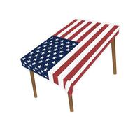60 x 82 Inch America Flag Polyester Tablecloth, 5 x 6.8 ft American Runner Decoration, Table Colth Cover for Outdoor Picnic Kitchen Home Holiday Camping 1.5 x 2 m Tablecloth USA