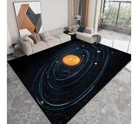 60 x 90 cm Area Rug Anime Style Solar System Starry Sky 3D Printed Rug Floor Mat Polyester Material Non-Slip Carpet Easy Clean For Bedroom Hall Kitchen Living Room Kids Room Doormat Carpet, Black