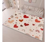 60 x 90 cm Area Rug for Living Room Bedroom, Simple Rainbow Love Printing Anti Slip Short Lint Carpets Home Decor, Light Pink Soft Durable Washable for Kitchen Dorm Kids Play Mat