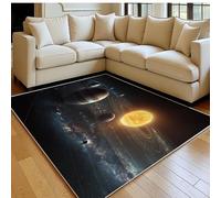 60 x 90 cm Area Rug Starry Sky Planet Short Pile Non-Slip Carpet Solar System Theme for Bedroom, Living Room & Dining Room