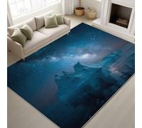60 x 90 cm - Dark blue Fluffy Area Rugs Iceberg Ocean Polar night sky Milky Way Rugs Surreal Non Shedding Astronomy Natural scenery Polar Easy Clean Rug for Meditation Study