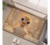 60 X 90 Cm Washable Small Entryway Area Rugs, Front Door Mat Cute Little Duck Sitting In The Bathtub Indoor Machine Mats, Cartoon Animals Non Slip Low Pile Mat For Bedroom Kids Room Entry Yellow