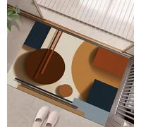 60 X 90 Cm Washable Small Entryway Area Rugs, Front Door Mat Geometric Lines Circular Textures Indoor Machine Mats, Modern Abstract Theme Non Slip Low Pile Mat For Bedroom Kids Room Entry Brown