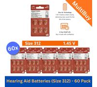 60 x Amazon Basics Brown Tab Hearing Aid Zinc Air 1.45V Batteries - Size 312