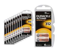 60 x Duracell Size 312 Hearing Aid Batteries Brown -Zinc Air Mercury Free PR41