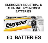 60 x ENERGIZER INDUSTRIAL D ALKALINE LR20 PROFESSIONAL MN1300 BATTERIES 1.5 V