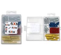60 x fiXte Self Tapping Screws and Plugs Set Wall Fixings Phillips Galvanised Steel