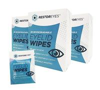60 x Restoreyes Biodegradable Eyelid Wipes - Eco-Friendly, Hypoallergenic Cleansing Wipes for Sensitive Eyes, Blepharitis Relief, and Daily Eyelid Hygiene (Pack of 3)