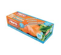 60 x Sealable Freezer Bags - 3.8L Large Seal Food Bags - Heavy-Duty Quart Plastic Freezable, Sealable & Easy To Open Food Bags - Hefty, Reusable, Sandwich Bags