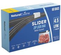 60 x Slider Food Storage LARGE Zip Lock Bags - Expandable Gusset, BPA Free, Reusable, Freezer & Fridge Safe, Sandwich bags 4.5 Litre Large Bags