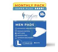 60 x Super Plus Incontinence Pads Men | Adhesive Backsheet & Advanced Absorption | Mens Incontinence Pads | Pad for Men | Male Incontinence Pad | Size 29x23 cm | (3 Packs of 20)