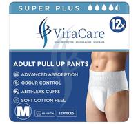 60 x Super Plus Incontinence Pants Women & Men | Adults Nappies | Advanced Absorption and Soft-Stretch Waistband | Adults Pull Up Pants | Waist Size Medium 65-135 cm |(5 Packs of 12, Medium)