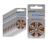 60 x Varta Size 312 Power One Hearing Aid Batteries Brown - Zinc Air Hg0% PR41