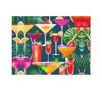 60"x50" Large Soft Cozy Flannel Blanket â€“ Tropical Cocktail Full-Sided Print, Lightweight & Warm for Bed, Sofa, Couch, and Travel