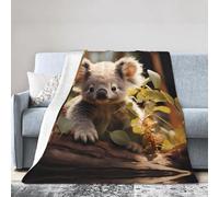 60"x50" Soft Cute Koala Plant Printed Blanket Large Size Flannel Blanket Suitable for Sofas beds and Chairs