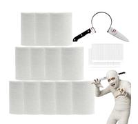 60 Yards 12 Rolls Halloween Mummy Bandage Wrap Costumes Accessories, Mummy Gauze Cloth with Fake Knife Headband, Cosplay Zombie Makeup Scary Party Props, Photography Decoration (3in W, Lady & Youth)