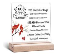 60 Year Anniversary Desk Decorative Sign 60th Anniversary Wedding Decor 60 years Diamond Anniversaries Decor 60th Anniversaries Romantic Gifts for Couple Parents Grandparents Wife Husband Her Him