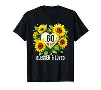 60 Years Blessed Loved Sunflower Flower Heart 60th Birthday T-Shirt