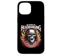60 Years of Headbanging Skull Red Eyes Flames Case for iPhone 15