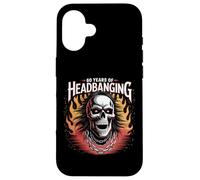 60 Years of Headbanging Skull Red Eyes Flames Case for iPhone 16