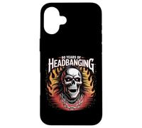 60 Years of Headbanging Skull Red Eyes Flames Case for iPhone 16 Plus