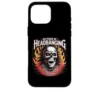 60 Years of Headbanging Skull Red Eyes Flames Case for iPhone 16 Pro Max