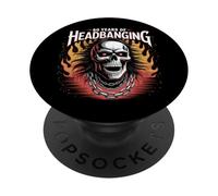 60 Years of Headbanging Skull Red Eyes Flames PopSockets Adhesive PopGrip