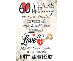 60 Years Of Marriage: Funny 60th couple wedding anniversary gift for both, her and him, lined Notebook, 100 pages, 6 in x 9 in (15.2 x 22.9 cm)