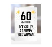 60 Years Old, Officially a Grumpy Old Woman Card, Funny, Joke, Gift, 60th Happy Birthday, Presents for Mum, Mummy, Grandma, Wife, Aunt, Her, Female, A5-164_103