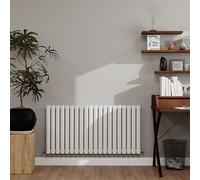 600×1180mm White Horizontal Oval Radiator 3032 BTU - Single Panel Modern Central Heating System for Bathroom, Kitchen & Living Room, Energy Efficient Designer Heater