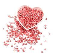 600/1200/2400pcs Striped Glass, 4mm Colorful Seed for DIY Jewelry Making, Bracelet Crafting, Kids Craft(Red White Stripes,4mm 1200pcs)