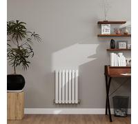 600×413mm White Horizontal Oval Radiator 1820 BTU - Double Panel Modern Central Heating System for Bathroom, Kitchen & Living Room, Energy Efficient Designer Heater