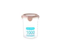 600/800/1000ml Airtight Food Storage Containers Plastic Clear Cereal Containers Canisters with Lids for Cereal Rice Flour Sugar Beans Kitchen Tools (1000ML-Pink)