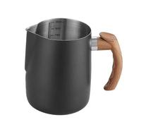 600/900ML Coffee Milk Frothing Pitcher Jug with Scale 304 Stainless Steel Latte Steam Coffee Pot Wooden Handle Latte Coffee Cup(900ML,White)
