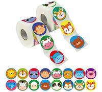 600 Adorable Round Animal Encouraging Incentive Stickers in 16 Designs with Perforated Line Expanded Version (Each Measures 1.5" in Diameter)