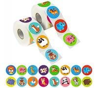 600 Adorable Round Animal Encouraging Stickers Teacher Reward Motivational Sticker in 16 Designs with Perforated Line (Each Measures 1.5" in Diameter)