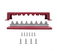 600 Amp Copper Bus Bar with 8 Terminal Connections and Protective Cover for Electrical Distribution and Modular Setup (red)