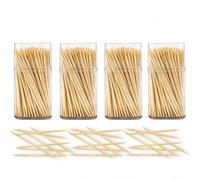 600 Bamboo Cocktail Sticks - 6cm, 4 Dispensers, Splinter Free Toothpicks in Storage Boxes, Sturdy Double Sided Picks for Dental Tooth Picks, Party Buffet Canapé Appetisers Barbecue, Biodegradable