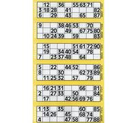 600 Bingo Tickets - Yellow Pad, 100 Sheets, 6 Tickets per Sheet, Consecutive Security Nos, Perforated, No Repeats - HJ8U