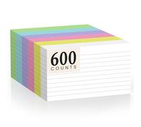 600 Count Index Cards 3 x 5 Inch Colored Lined Flash Cards Ideal for Studying and To-do-List, Portable Note Cards Taking for Students and Teachers, Flash Card Styled for Home, Office or School Use