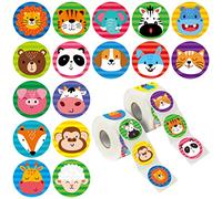 600 Incentive Stickers Adorable Round Animal Face Encouraging Stickers Teacher Reward Motivational Sticker in 16 Designs with Perforated Line (Each Measures 1.5" in Diameter)