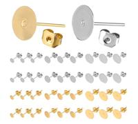 600 Pairs/1200 Pieces Stud Earrings Blanks, Stainless Steel Earring Stopper, DIY Earrings Making Set, 4/6/8 mm Flat Round Metal Stud Earrings with Earring Clasps for DIY Earrings Jewellery Making