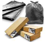 600 Pce | 3 Full Boxes | RE-GEN 90L 5kg Load Black Bin Liners Refuse Sacks, Everyday Use, Industrial Quality Rubbish Bags 457/725 x 975mm
