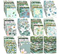 600 Pcs 4 x 4 Inch Cotton Fabric Square Quilting Patchwork Fabric Multi Color Printed Floral Square Fat Flower Animals Cartoon Fabric Bundles for DIY Crafts Cloths Handmade Accessory (Fresh Style)