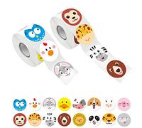 600 Pcs Adorable Round Face Animal Stickers in 16 Designs with Perforated Line for Kids Party Favor (Each Measures 1.5" in Diameter)