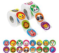 600 PCS Animal Face Stickers, Adorable Incentive Round Stickers in 16 Designs Party Decoration Teacher Reward Encouragement Motivational Decals (Each Measures 1.5" in Diameter)